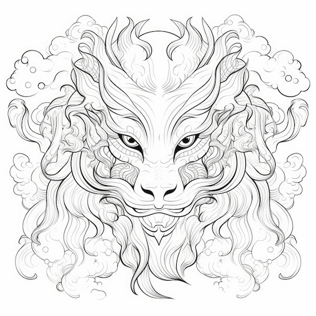 Black and white coloring picture of a air elemental