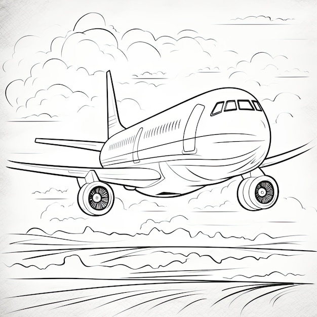 Black and white coloring picture of a airplane