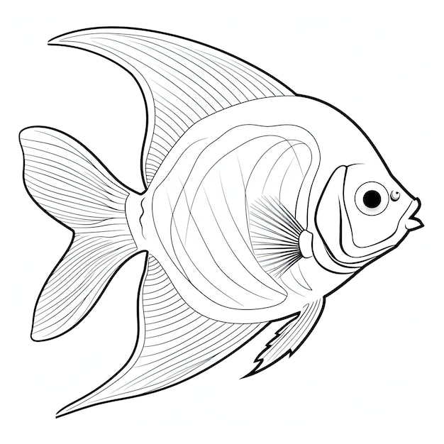 Black and white coloring picture of a angelfish