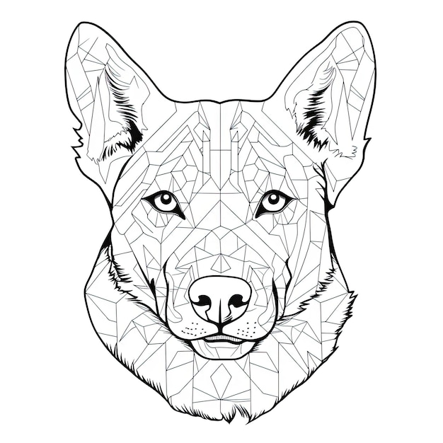 Black and white coloring picture of a australian cattle dog