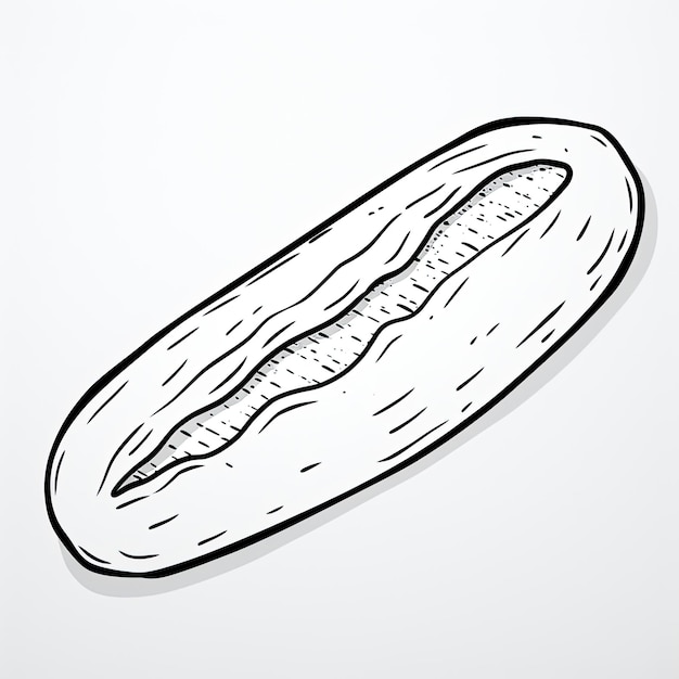 Photo black and white coloring picture of a baguette