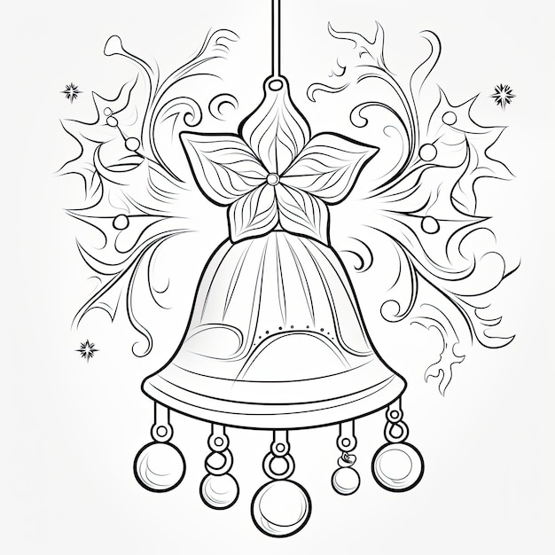 Photo black and white coloring picture of a bells