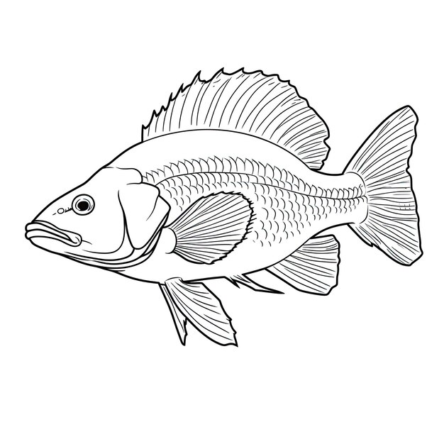 Photo black and white coloring picture of a black sea bass