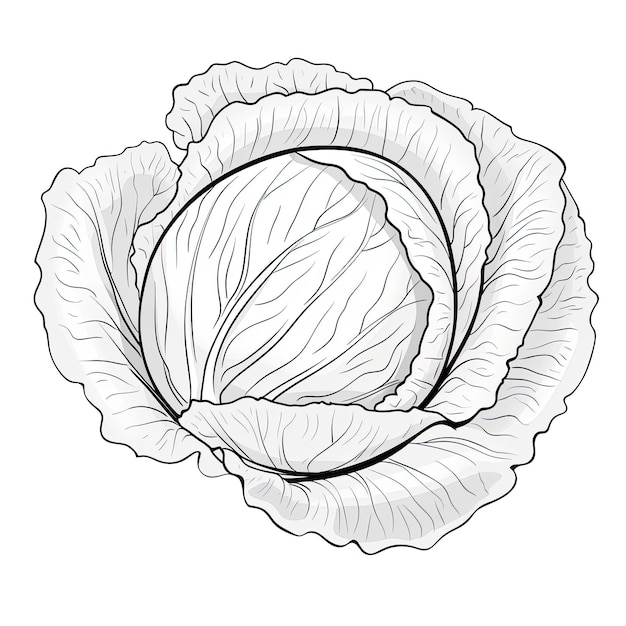 Black and white coloring picture of a cabbage salad