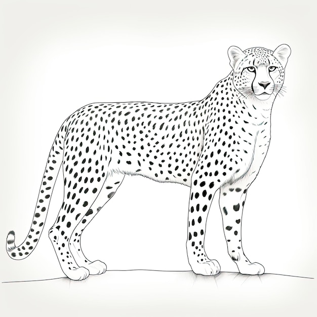 Photo black and white coloring picture of a cheetah