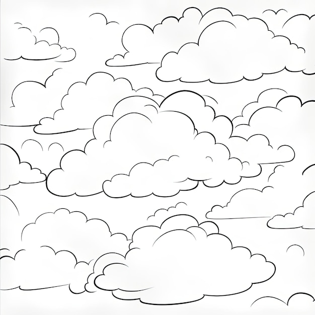 Photo black and white coloring picture of a clouds