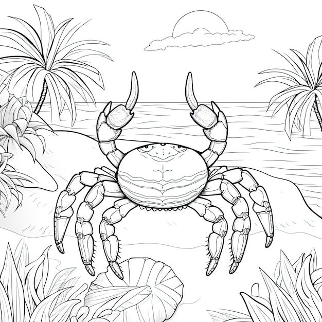 Black and white coloring picture of a coconut crab