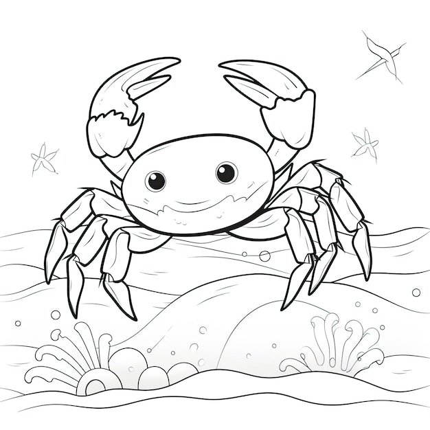 Photo black and white coloring picture of a crab