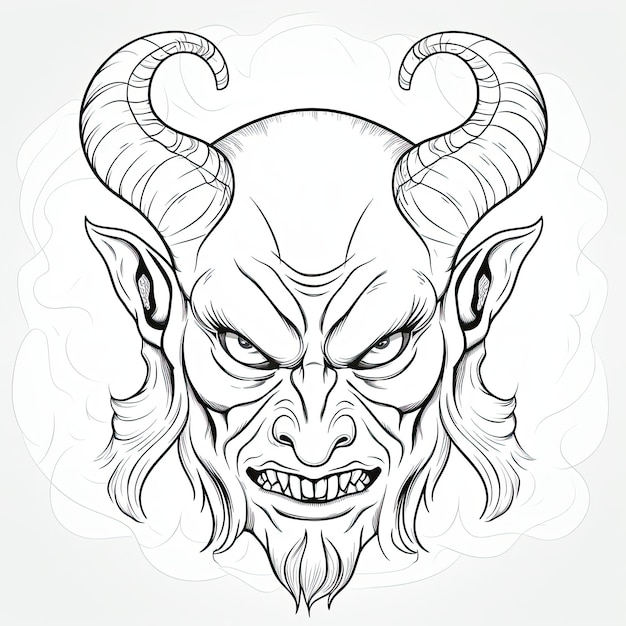 Photo black and white coloring picture of a devil