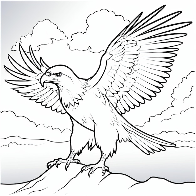 Black and white coloring picture of a eagle