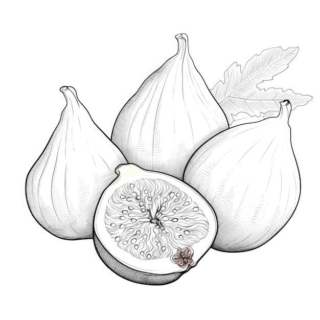 Photo black and white coloring picture of a figs