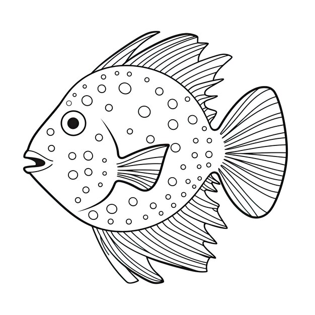 Photo black and white coloring picture of a filefish