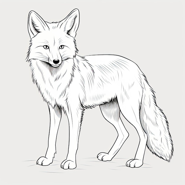 Black and white coloring picture of a fox