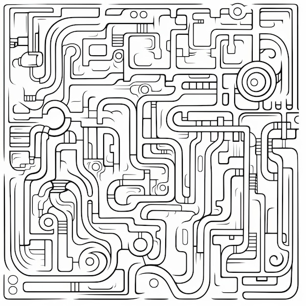 Black and white coloring picture of a ghost maze