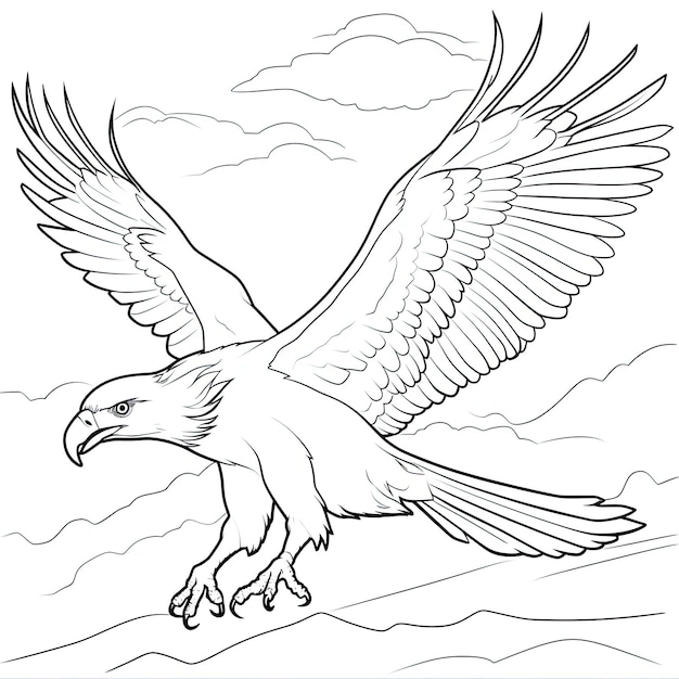 Photo black and white coloring picture of a golden eagle