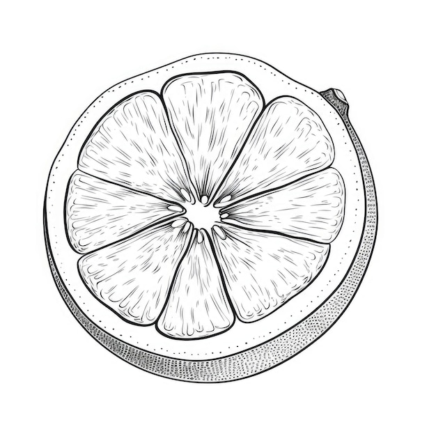 Photo black and white coloring picture of a grapefruit