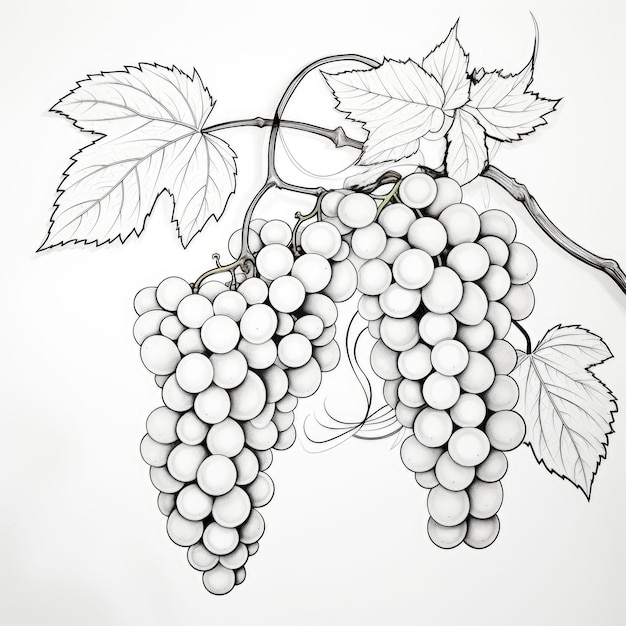 Black and white coloring picture of a grapevine