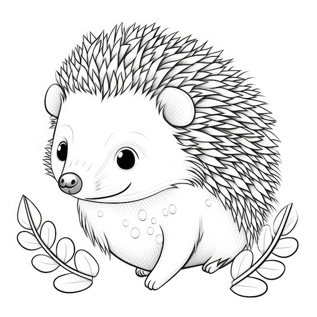 Photo black and white coloring picture of a hedgehog