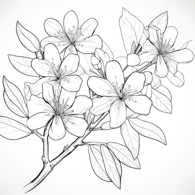 Photo black and white coloring picture of a honeysuckle