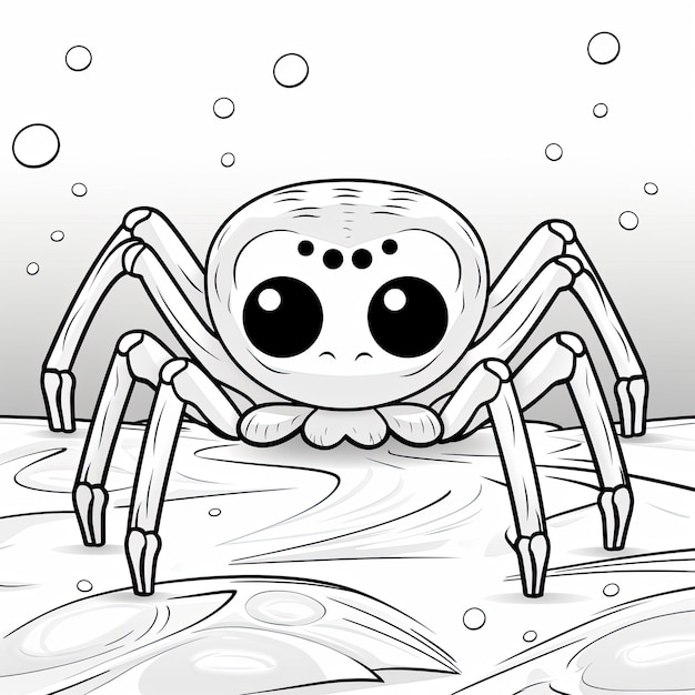 점프 하는 거미 의 흑백 컬러링 그림
