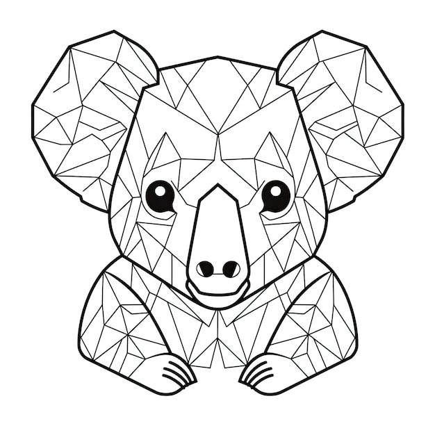 Black and white coloring picture of a koala