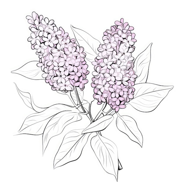 Photo black and white coloring picture of a lilac