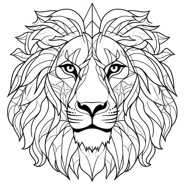 Black and white coloring picture of a lion