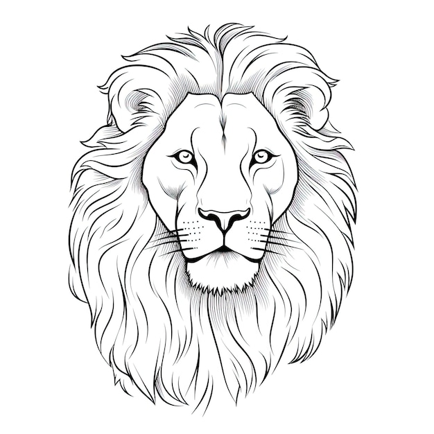 Photo black and white coloring picture of a lion