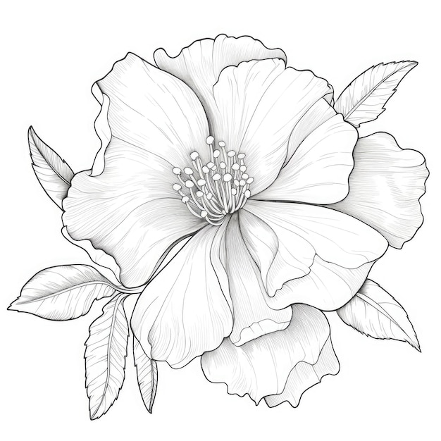 Black and white coloring picture of a magic flower