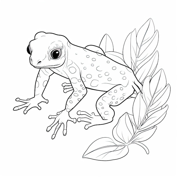 Photo black and white coloring picture of a newt