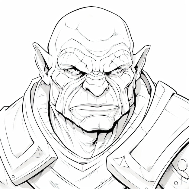 Photo black and white coloring picture of a orc