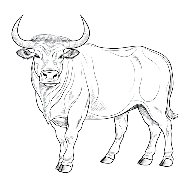 Photo black and white coloring picture of a ox