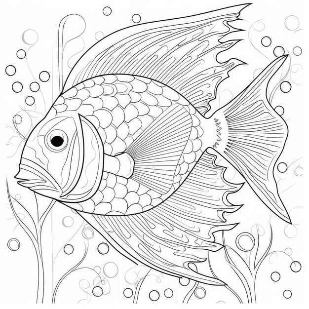 Photo black and white coloring picture of a ray