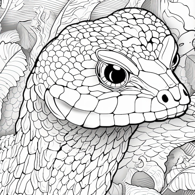 Premium Photo | Black and white coloring picture of a reticulated python