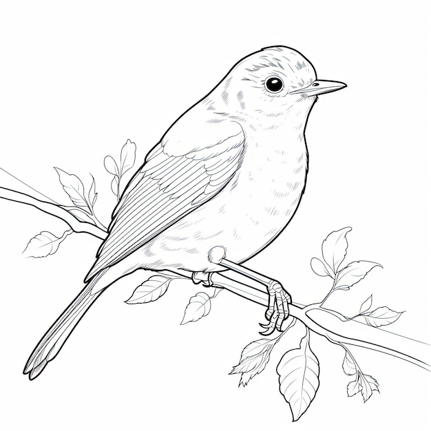 Photo black and white coloring picture of a robin