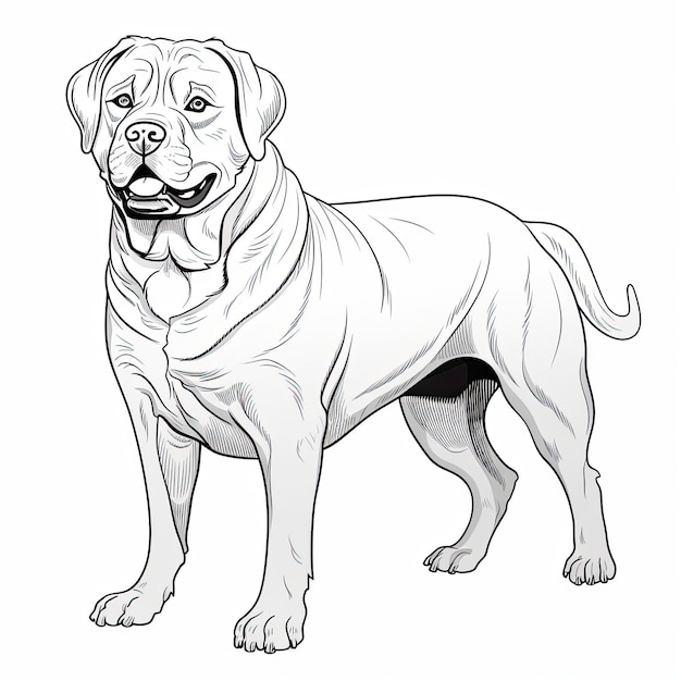 Photo black and white coloring picture of a rottweiler