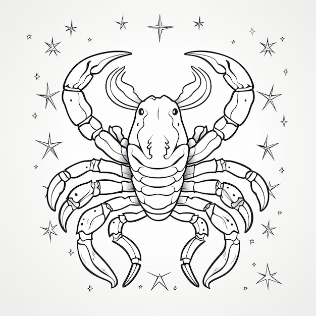 Black and white coloring picture of a scorpion