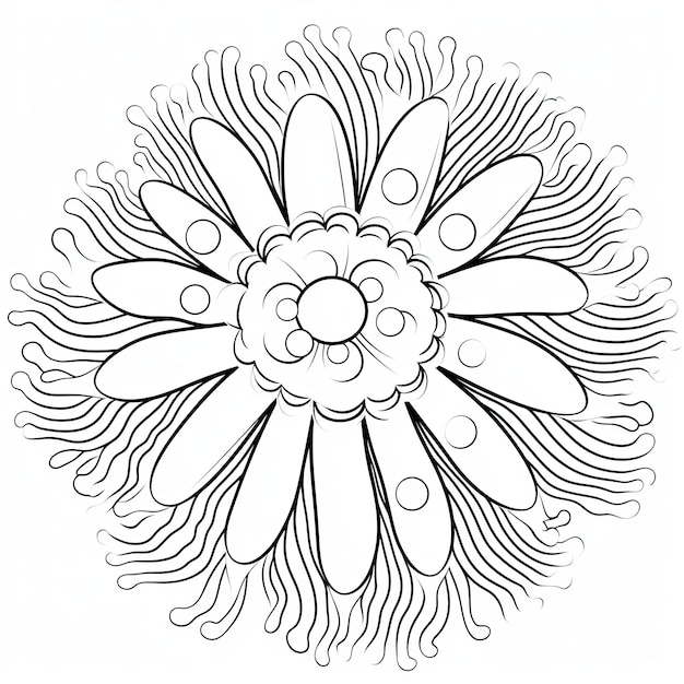 Black and white coloring picture of a sea anemone