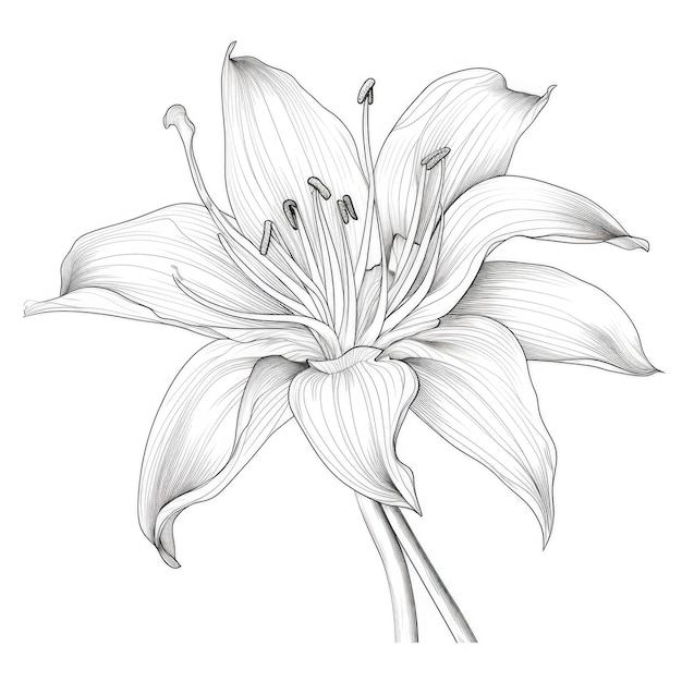 Photo black and white coloring picture of a sea lily