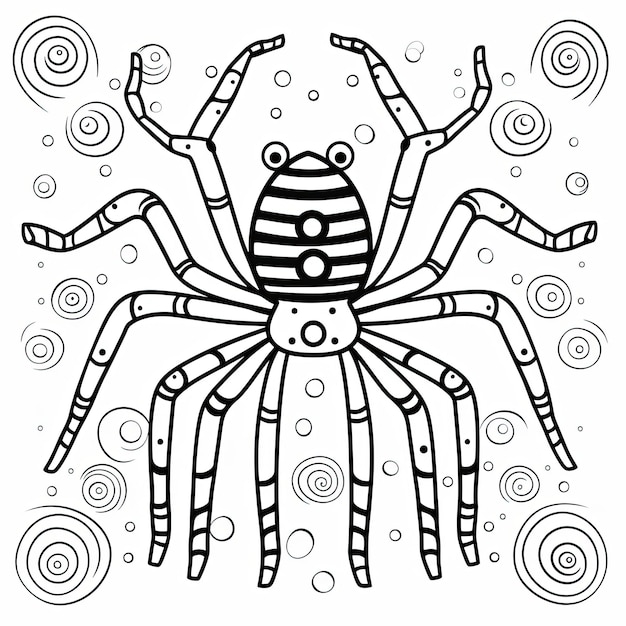 Photo black and white coloring picture of a sea spider