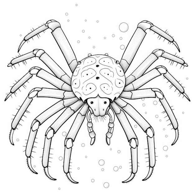 Black and white coloring picture of a sea spider