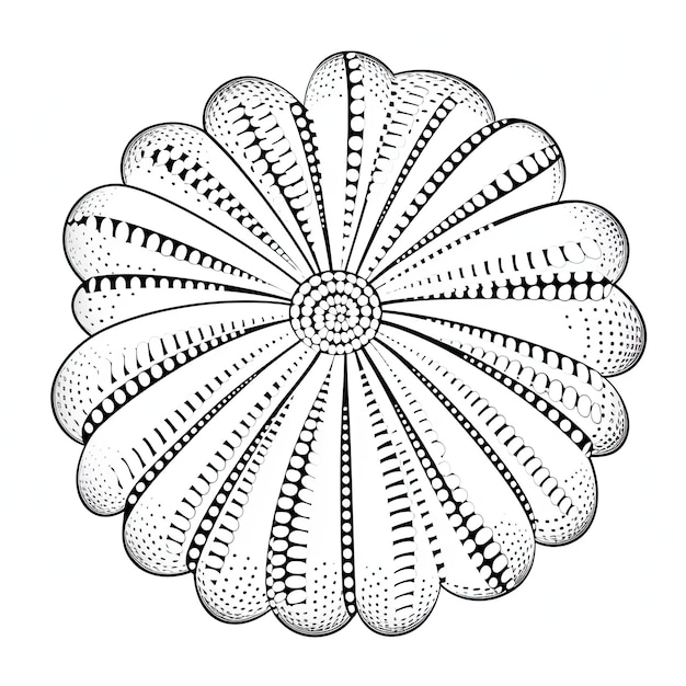 Black and white coloring picture of a sea urchin