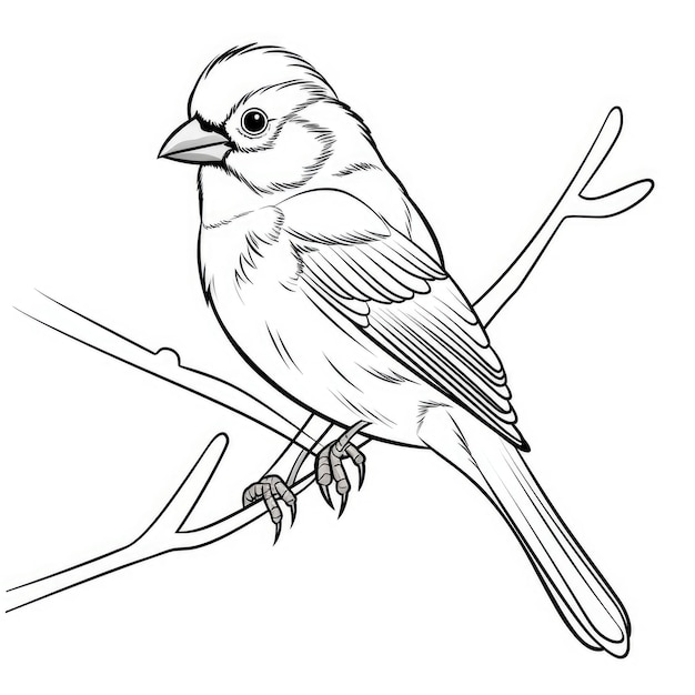 Photo black and white coloring picture of a sparrow