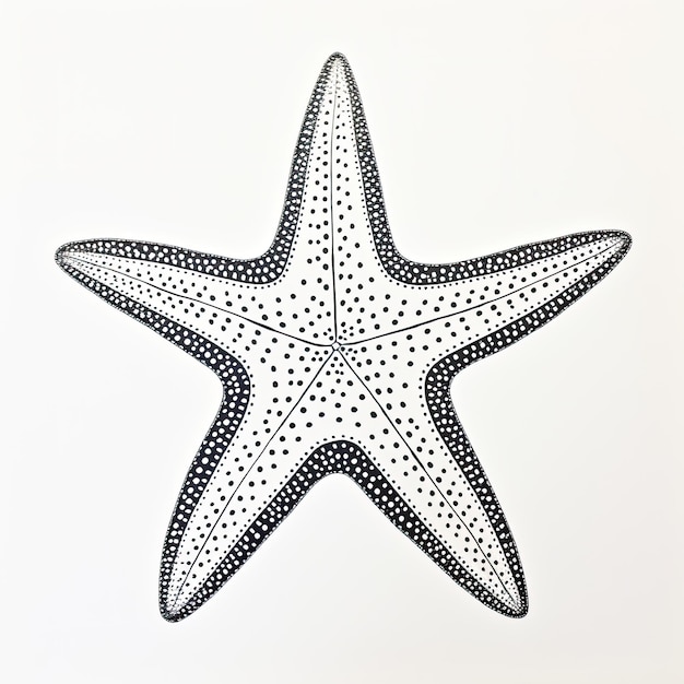 Black and white coloring picture of a starfish