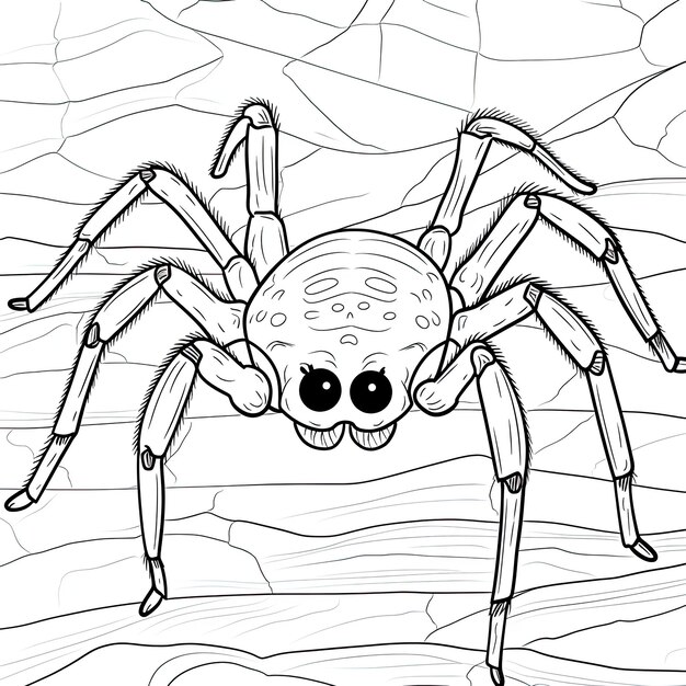 Photo black and white coloring picture of a trapdoor spider