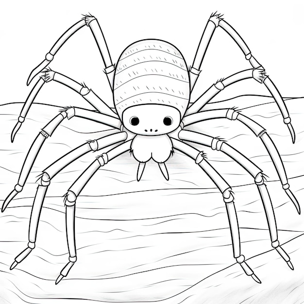 Black and white coloring picture of a trapdoor spider