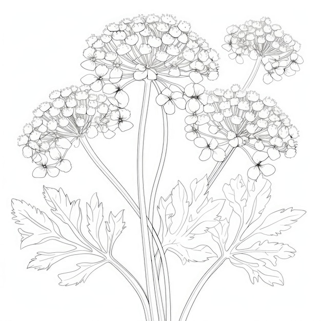 Black and white coloring picture of a verbena