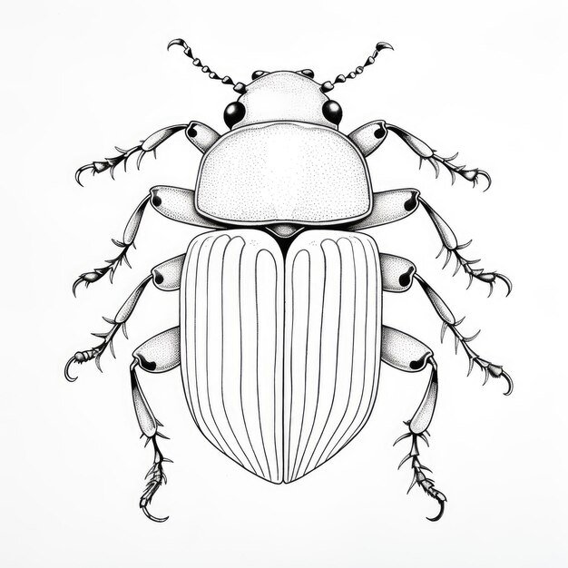 Photo black and white coloring picture of a water beetle