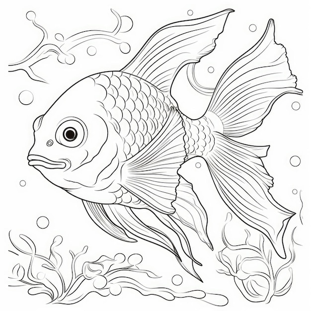 Black and white coloring picture of a water elemental