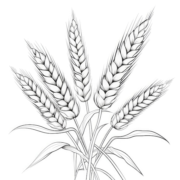 Photo black and white coloring picture of a wheat